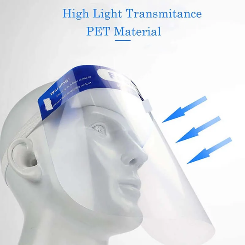 10 Pack Bulk Protective Disposable Face Shield Mask with Elastic Band and Comfort Sponge - Protects from Sneezing, Splash, Droplets