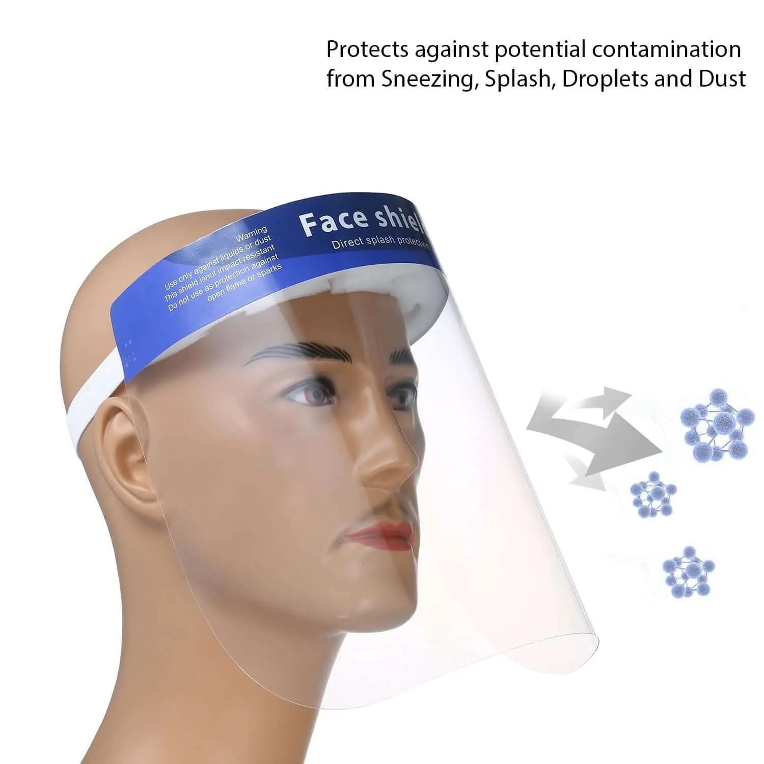 10 Pack Bulk Protective Disposable Face Shield Mask with Elastic Band and Comfort Sponge - Protects from Sneezing, Splash, Droplets