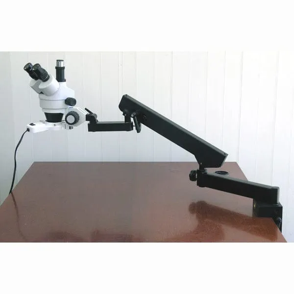 AmScope SM-6 Series Zoom Trinocular Stereo Microscope 7X-45X Magnification on Articulating Arm with Fluorescent Light and 1.3MP Digital Camera