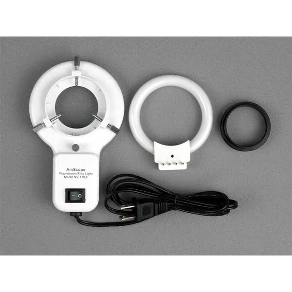 AmScope SM-6 Series Zoom Trinocular Stereo Microscope 7X-90X Magnification on Articulating Arm with Ring Light