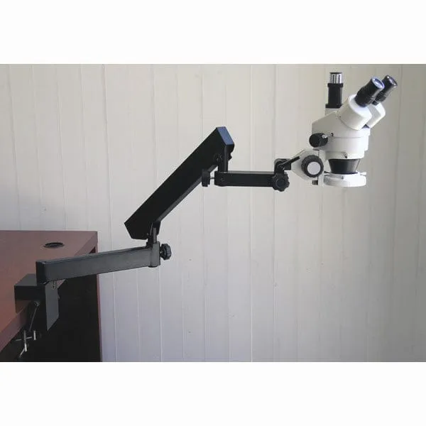 AmScope SM-6 Series Zoom Trinocular Stereo Microscope 7X-90X on Articulating Arm with Fluorescent Light and 1.3MP Digital Camera