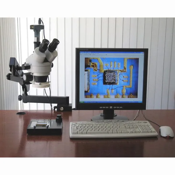 AmScope SM-6T Series Trinocular Articulating Zoom Microscope 7X-45X Magnification With Ring Light