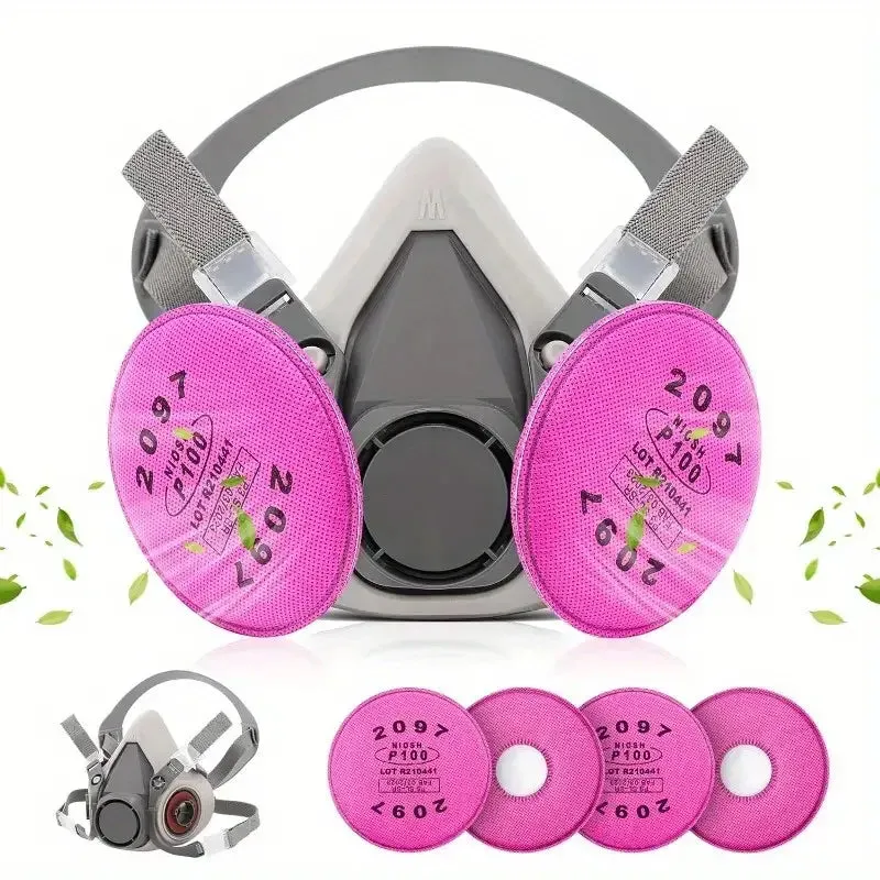 ELMAS Reusable Half Face Mask with 6 Filters & Goggles