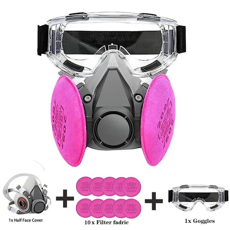 ELMAS Reusable Half Face Mask with 6 Filters & Goggles