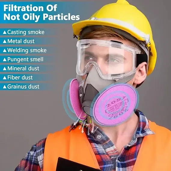 ELMAS Reusable Half Face Mask with 6 Filters & Goggles