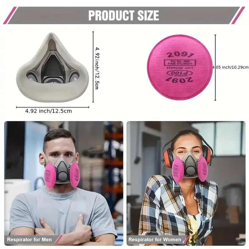 ELMAS Reusable Half Face Mask with 6 Filters & Goggles
