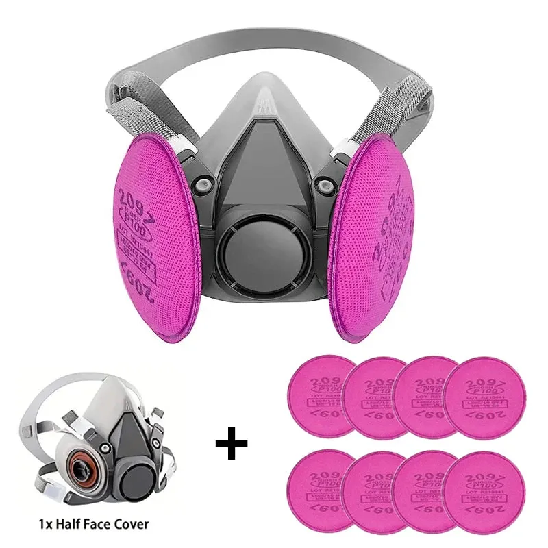 ELMAS Reusable Half Face Mask with 6 Filters & Goggles