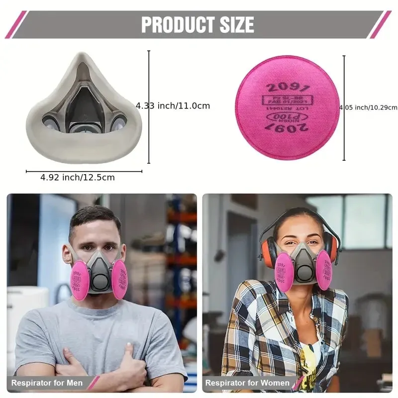 ELMAS Reusable Half Face Mask with 6 Filters & Goggles