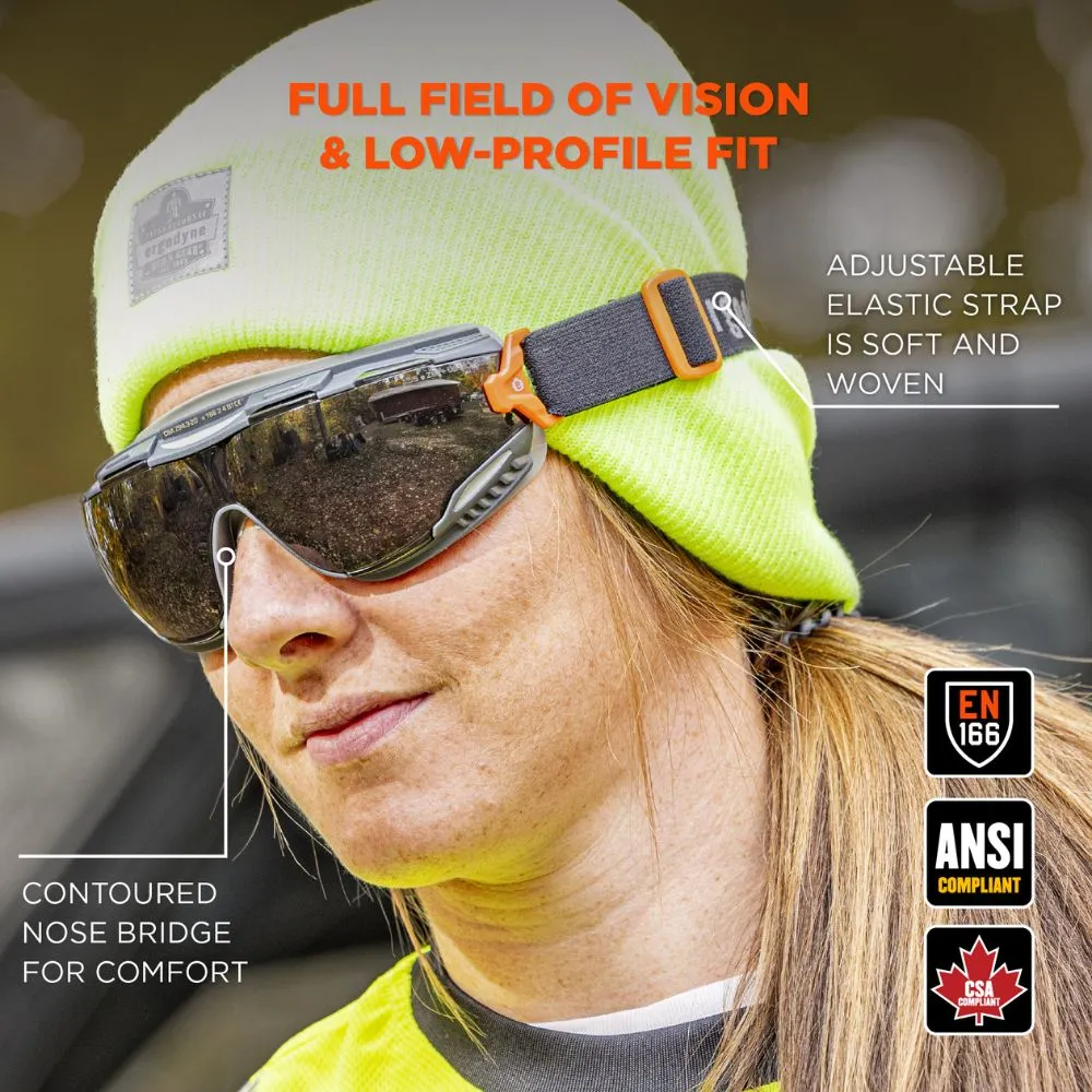 Ergodyne 60309 ARKYN-FAB Smoke Lens Gray Safety Goggles Elastic Strap