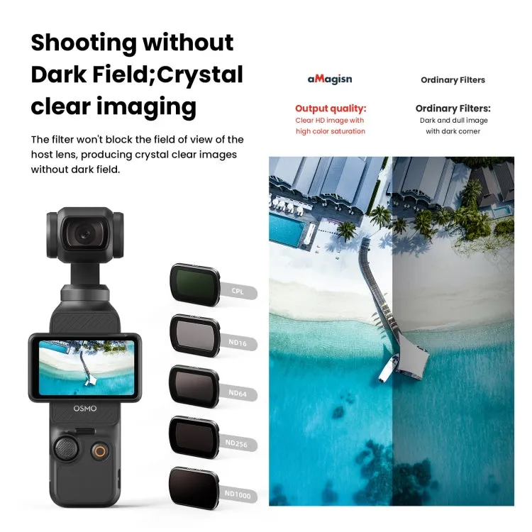 For DJI Osmo Pocket 3 aMagisn HD Double Sided Coated Filters Sports Camera Protective Goggles, Style: ND16 ND64 ND256 ND1000