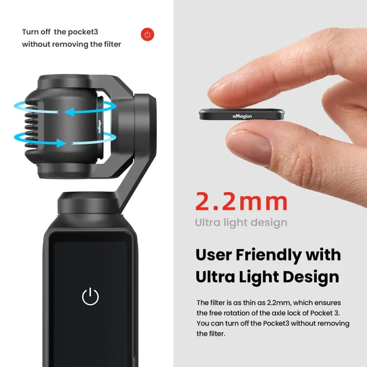 For DJI Osmo Pocket 3 aMagisn HD Double Sided Coated Filters Sports Camera Protective Goggles, Style: ND16 ND64 ND256 ND1000