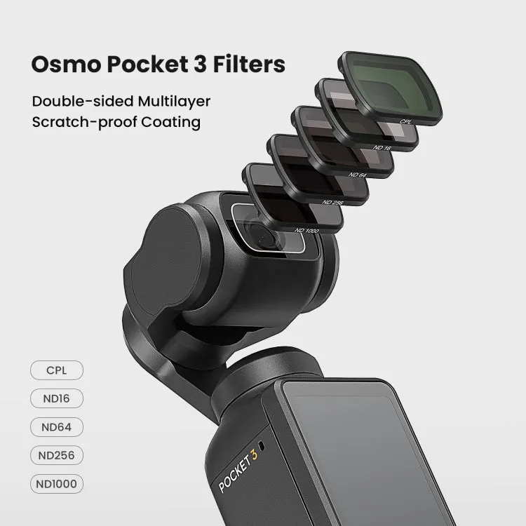 For DJI Osmo Pocket 3 aMagisn HD Double Sided Coated Filters Sports Camera Protective Goggles, Style: ND16 ND64 ND256 ND1000