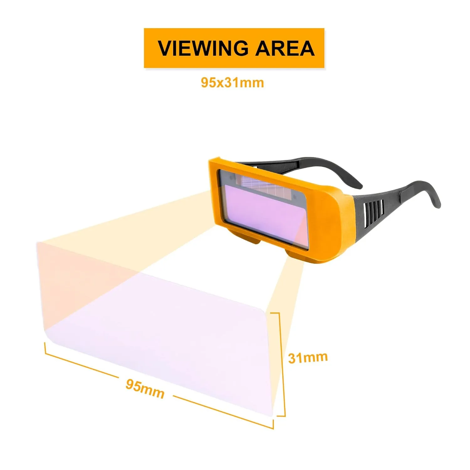 Ingco Auto-darkening Welding Glasses, 95x31mm, Up to DlN 16 UV/lR Protection, Professional Eye Protection, Solar Auto Darkening Welding Goggle Safety Eyes Goggles Mask Anti-Flog Anti-glare Goggles AHM111