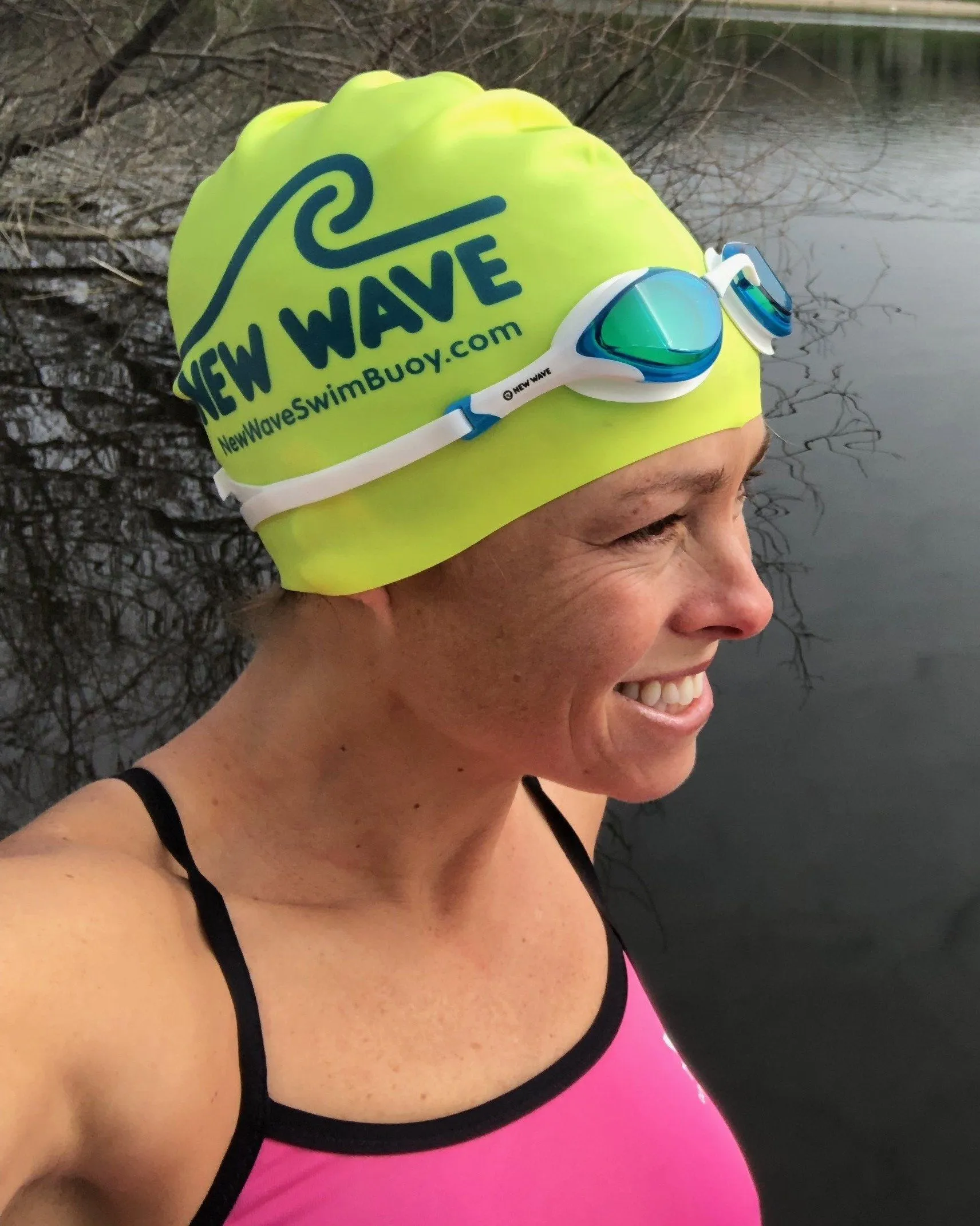 New Wave Swim Goggles - Fusion 2.0 (Blue Ice = Blue Lens in White Frame)
