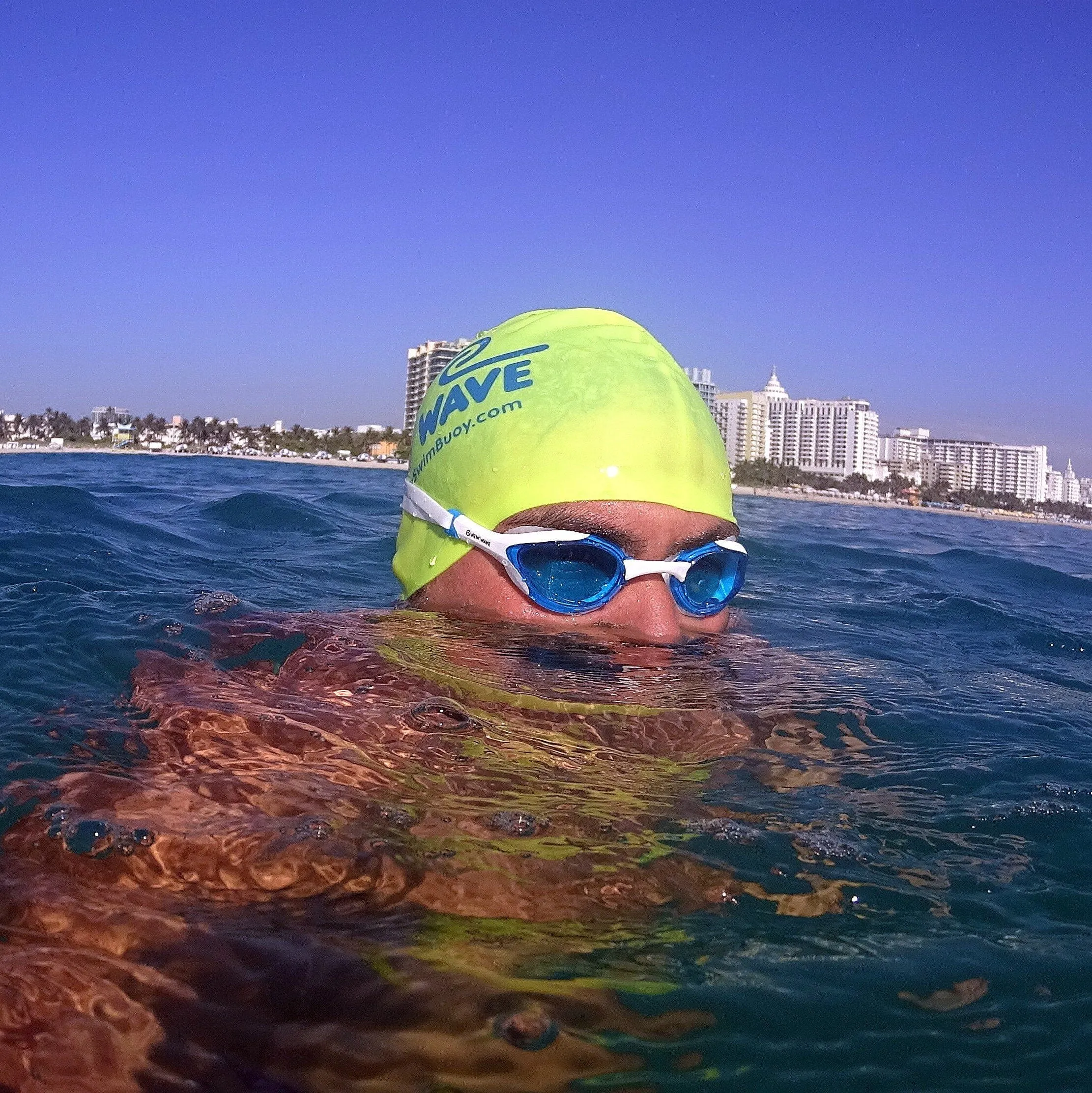 New Wave Swim Goggles - Fusion 2.0 (Blue Ice = Blue Lens in White Frame)