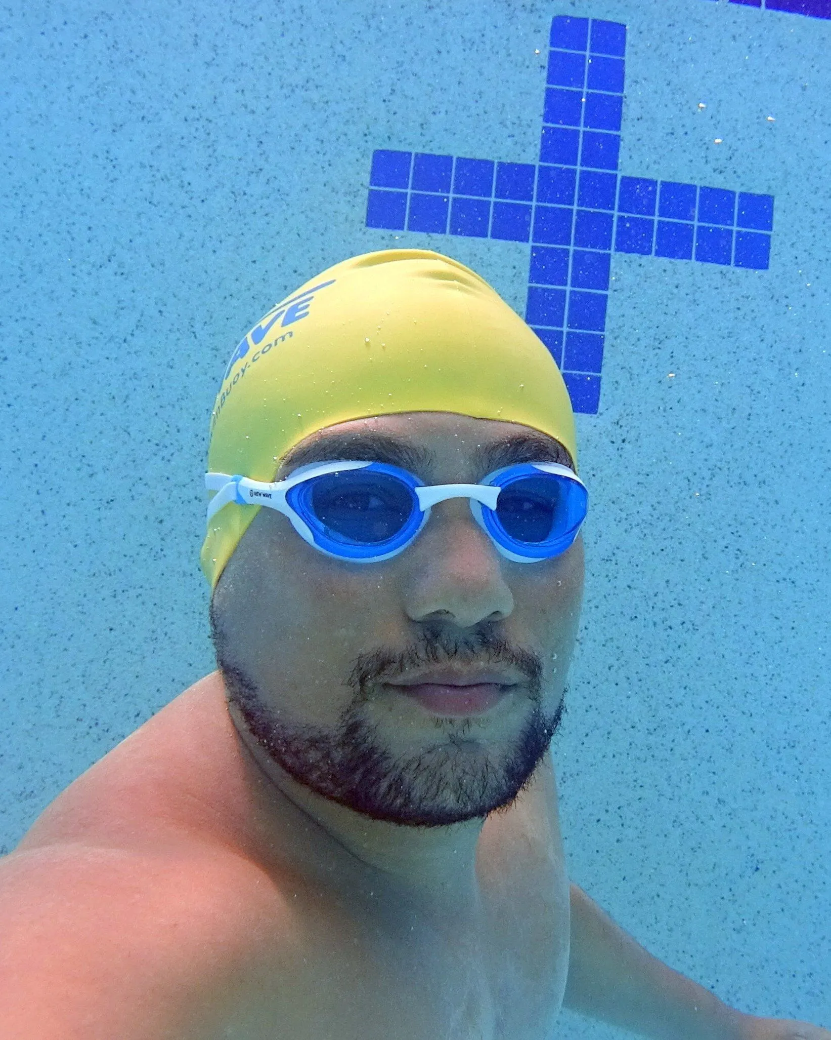 New Wave Swim Goggles - Fusion 2.0 (Blue Ice = Blue Lens in White Frame)