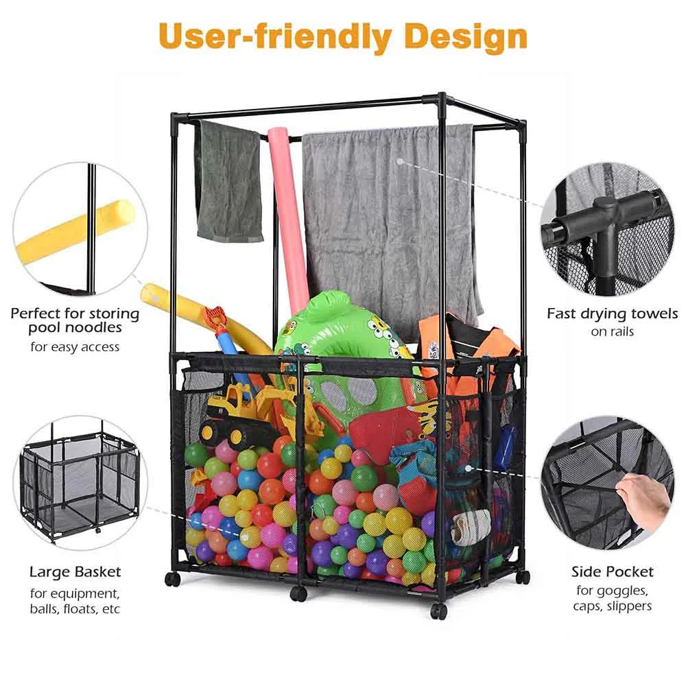 Pool Storage Bin Mesh Basket Nooddle Holder 36x24x57 Black