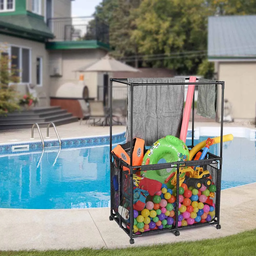 Pool Storage Bin Mesh Basket Nooddle Holder 36x24x57 Black