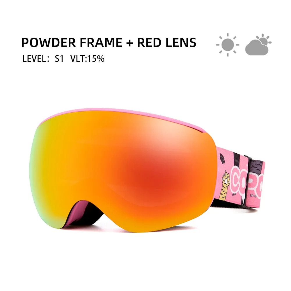 Professional Children Ski Goggles Anti-fog Frameless Ski Eyewear Windproof Sports Equipment Winter Ski Goggles for kids