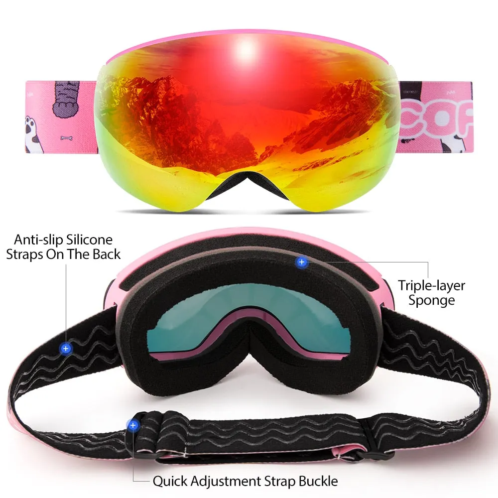 Professional Children Ski Goggles Anti-fog Frameless Ski Eyewear Windproof Sports Equipment Winter Ski Goggles for kids