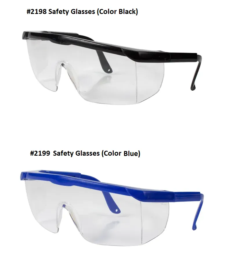 Safety Glasses, Clear with Wide View Optical Lenses