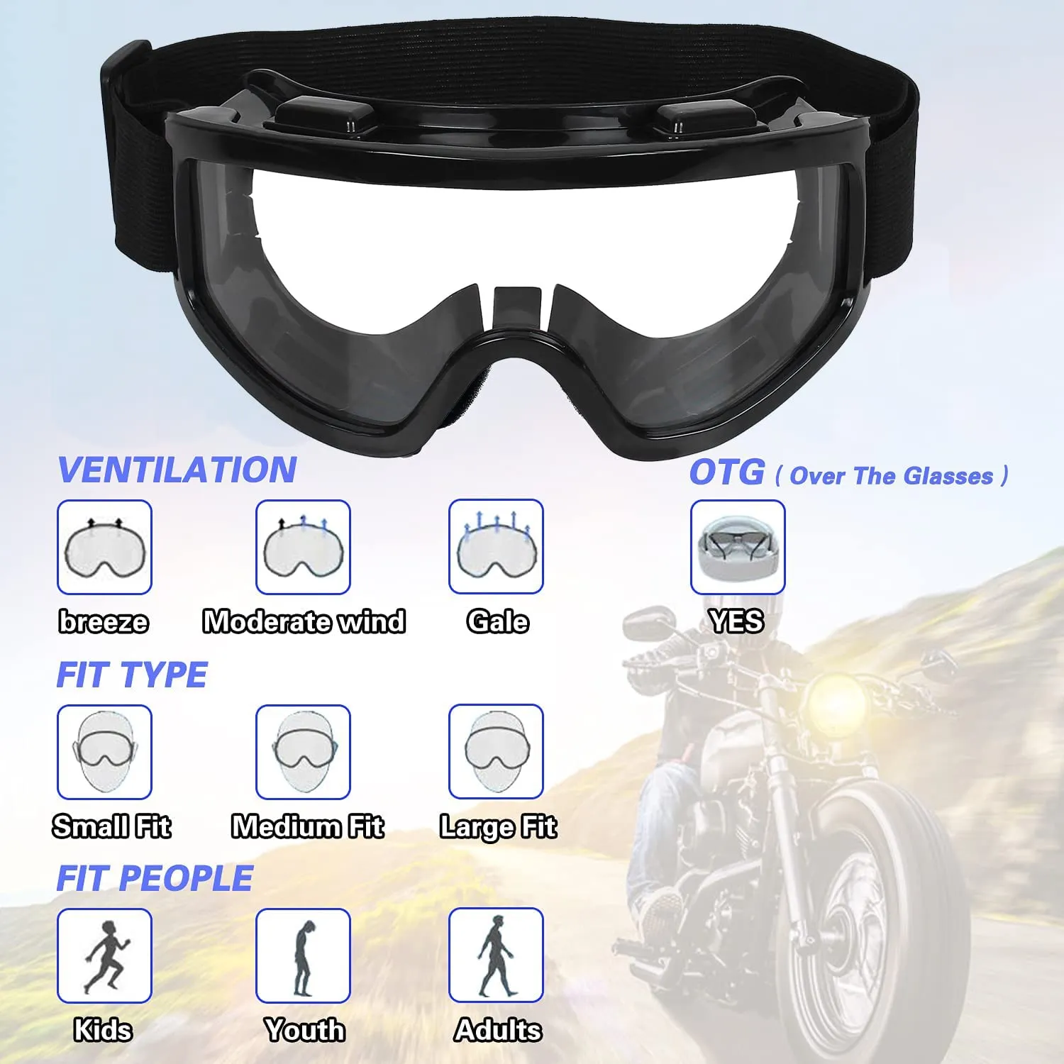 Strauss Offroad Motorcycle/Bike Goggle, (Black)