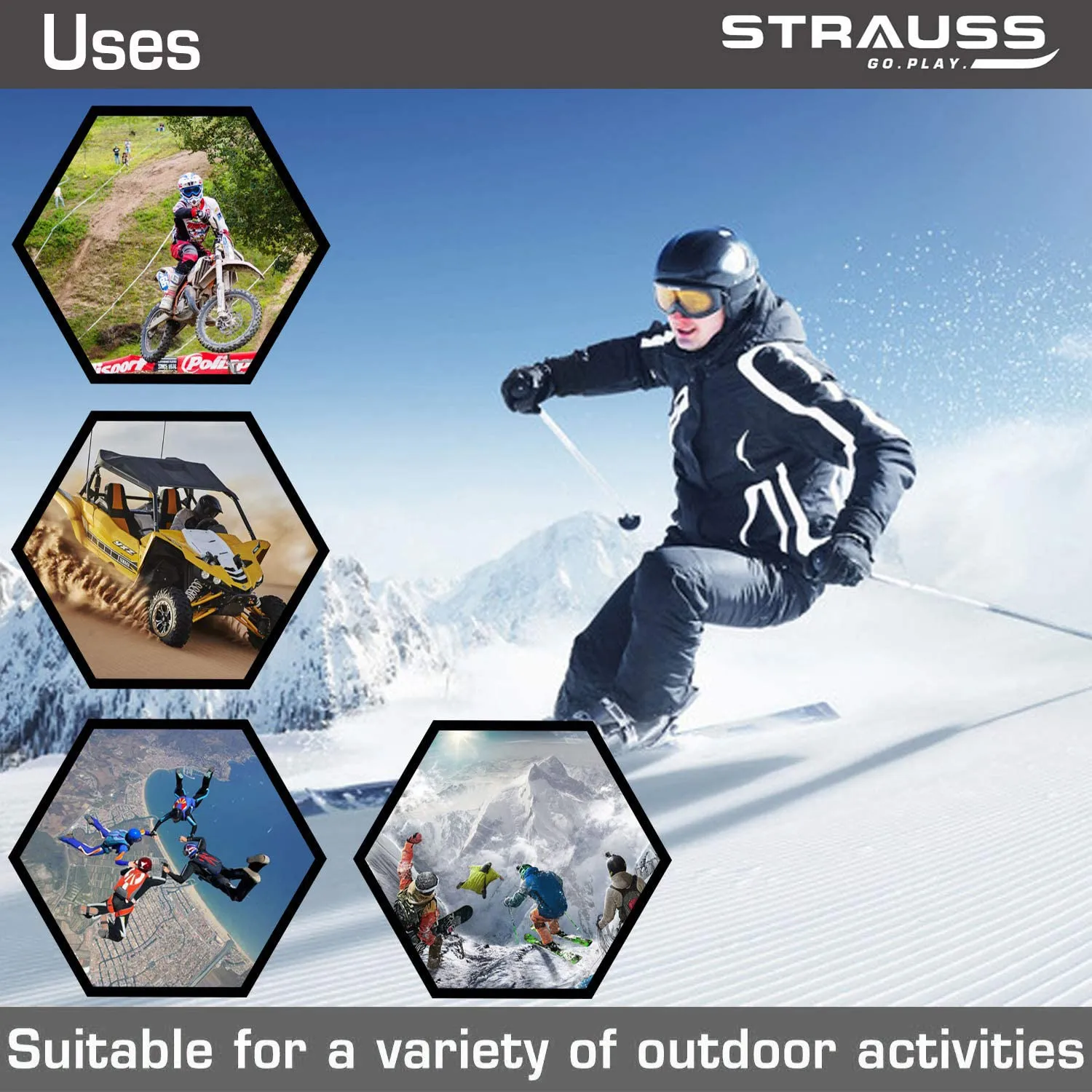 Strauss Offroad Motorcycle/Bike Goggle, (Black)